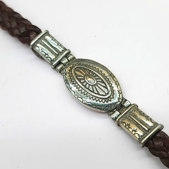 Brighton Vintage 1994 "Braided Conch" Brown Braid Leather w Sunrise Etched Face! - Picture 5 of 14